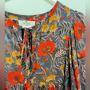 Boho block print cotton dress